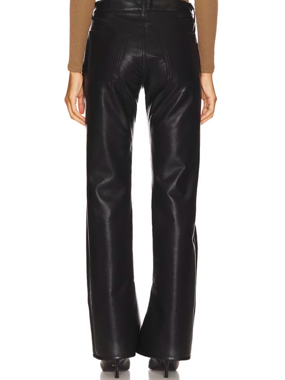 AGOLDE NWT Black Faux Leather Straight Leg Pants Size 30 - Picture 5 of 5